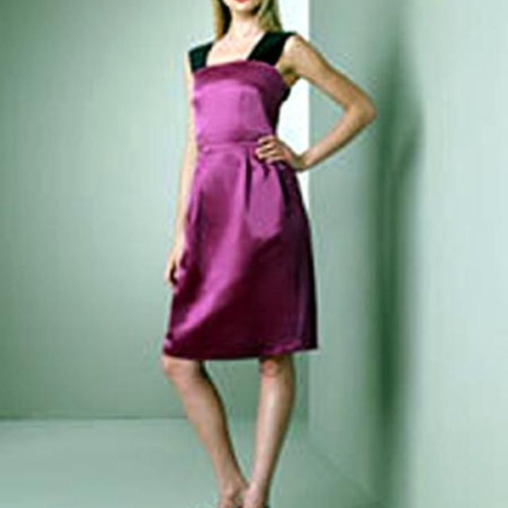 NWT D&G Dolce & Gabbana Cyclamen Satin Cocktail Dress Velvet Straps IT 40 US 4